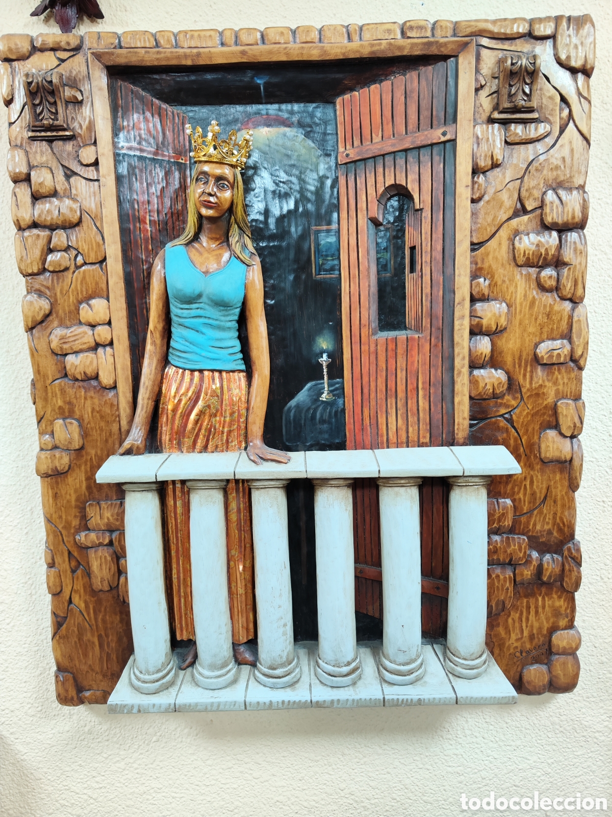 Arte: Princesa del balcon tallado madera - Foto 1