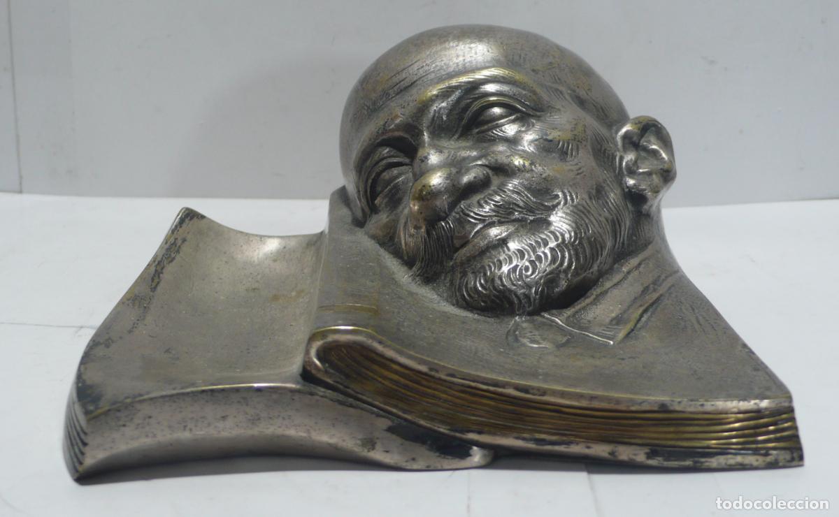 Arte: CABEZA DE BRONCE SOBRE LIBRO - Foto 3