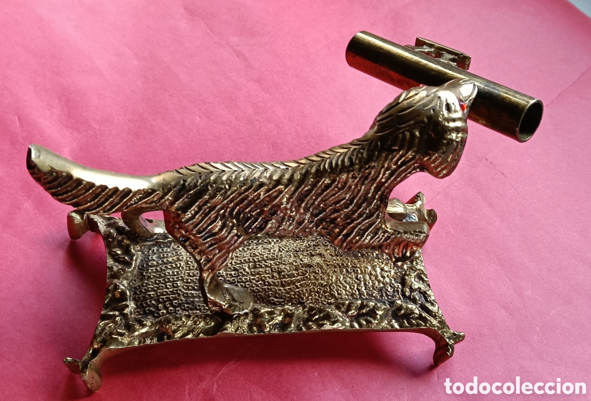 Arte: Perro y portaplumas en bronce - Foto 2