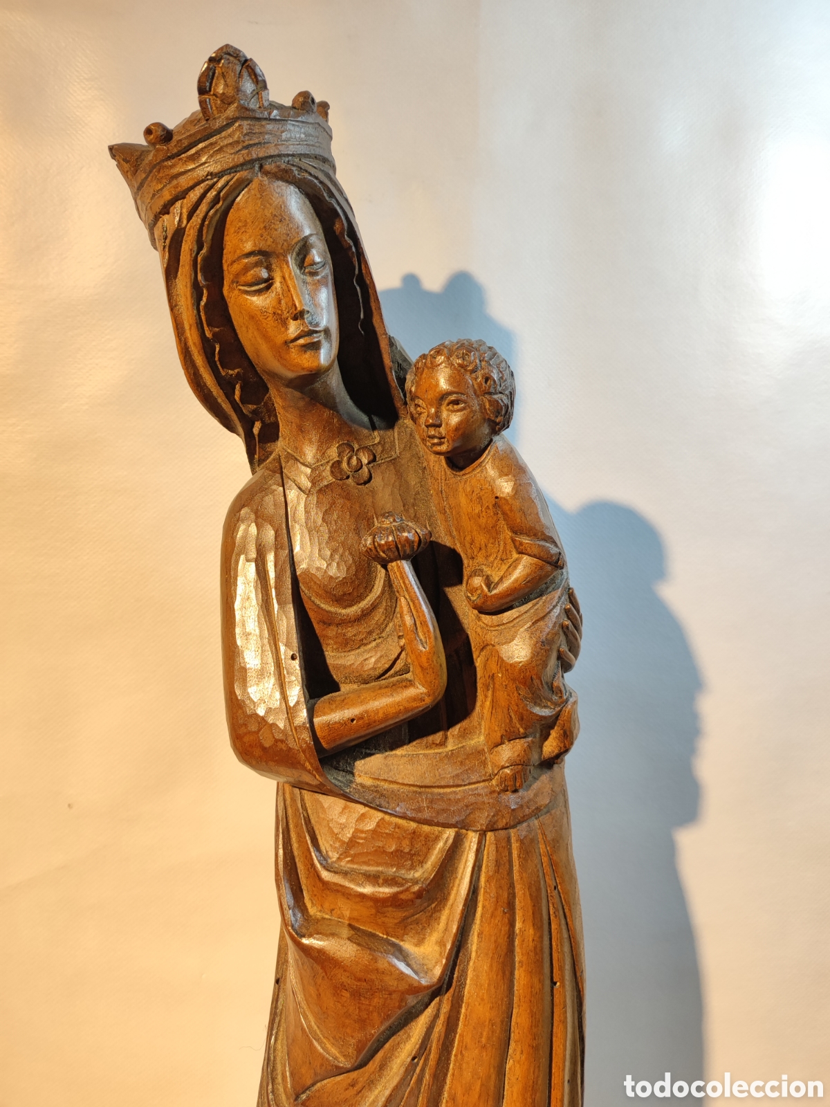 Arte: Virgen con ni&ntilde;o talla madera. - Foto 4