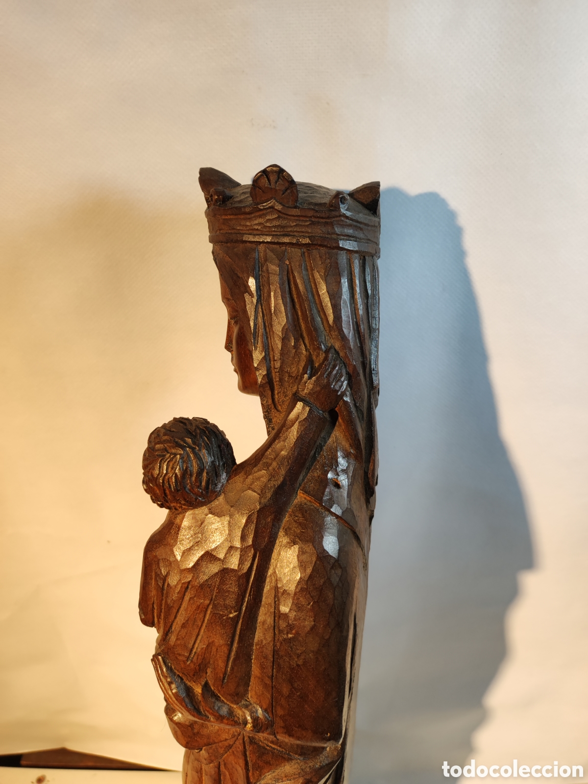 Arte: Virgen con ni&ntilde;o talla madera. - Foto 8