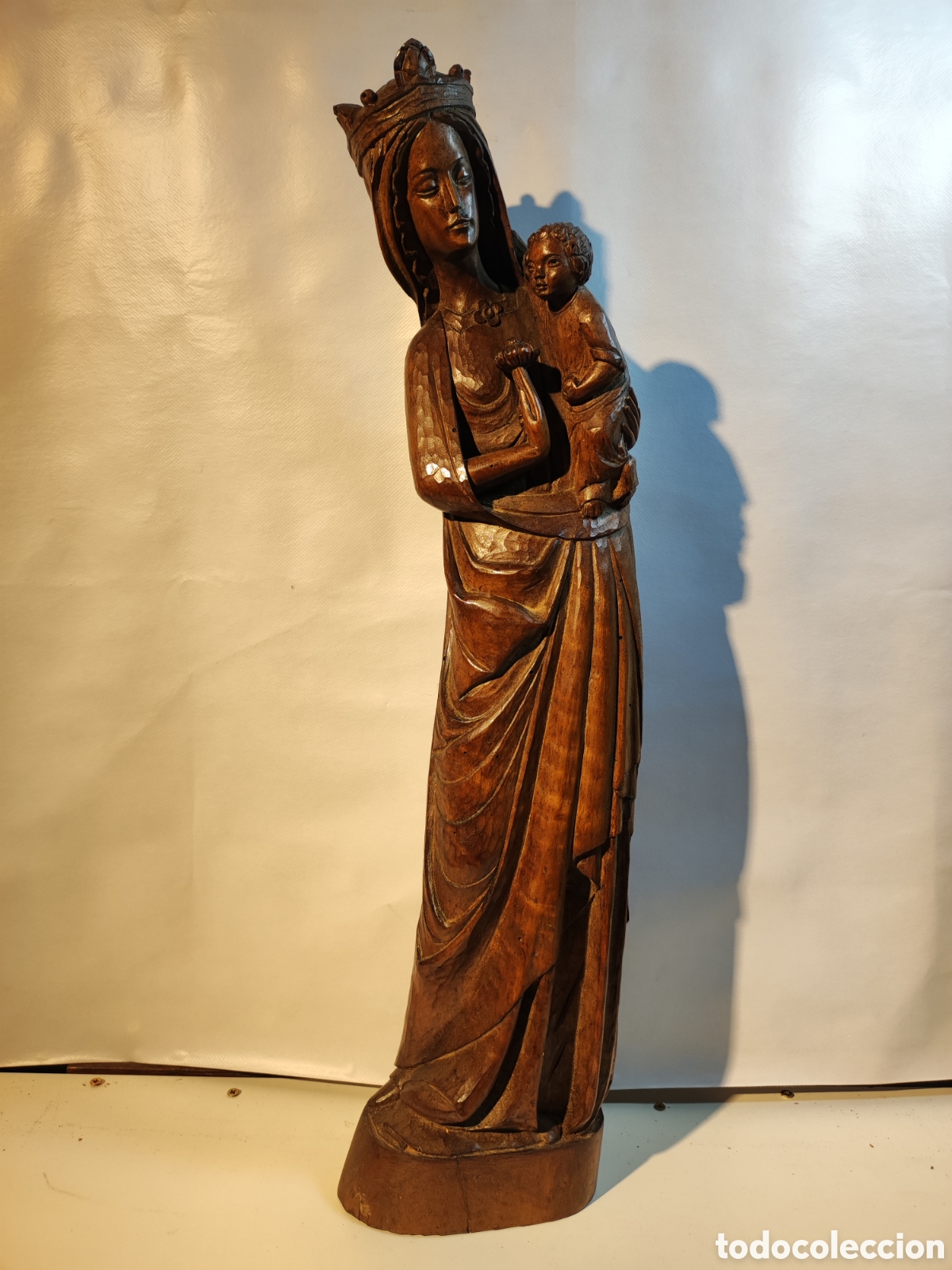 Arte: Virgen con ni&ntilde;o talla madera. - Foto 1
