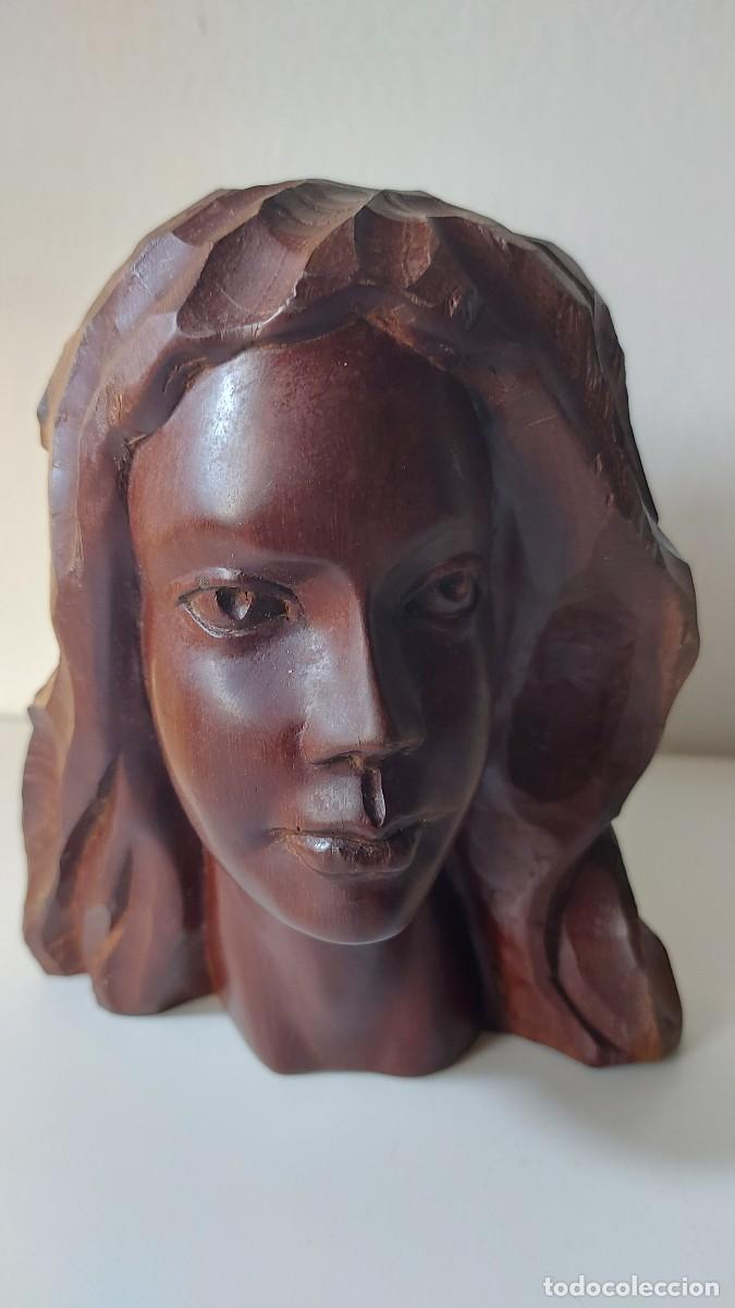 Arte: BUSTO EN MADERA TALLADA - Foto 2