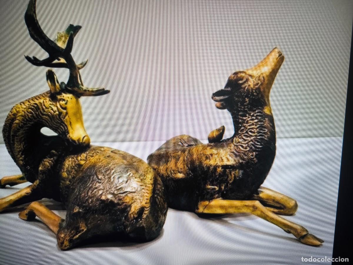 Arte: Pareja de ciervos de Bronce. - Foto 3