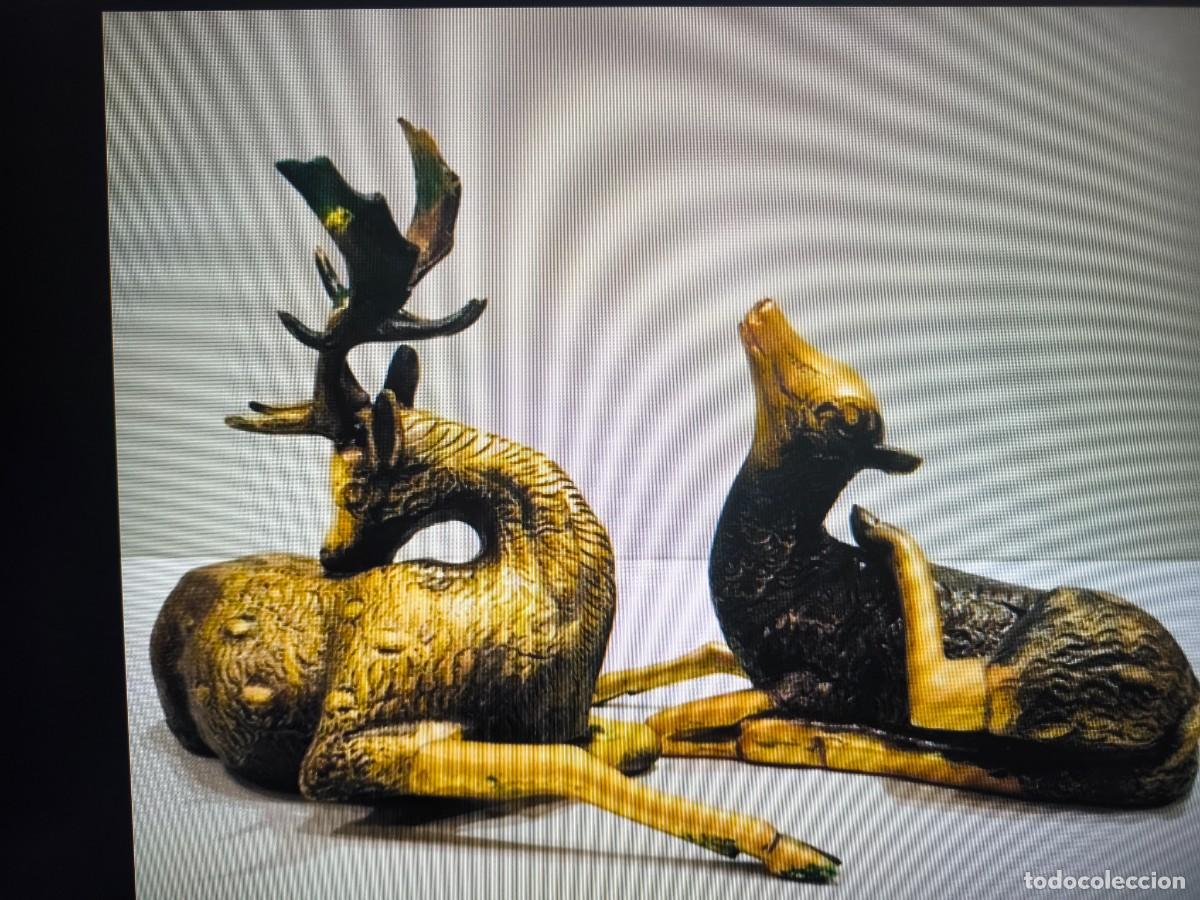 Arte: Pareja de ciervos de Bronce. - Foto 4