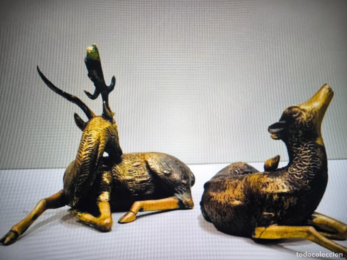 Arte: Pareja de ciervos de Bronce. - Foto 5