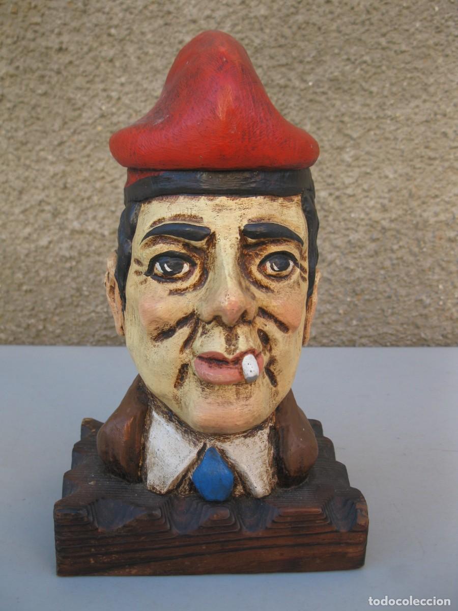 Arte: PAY&Eacute;S CON BARRETINA - BUSTO DE MADERA. - Foto 1