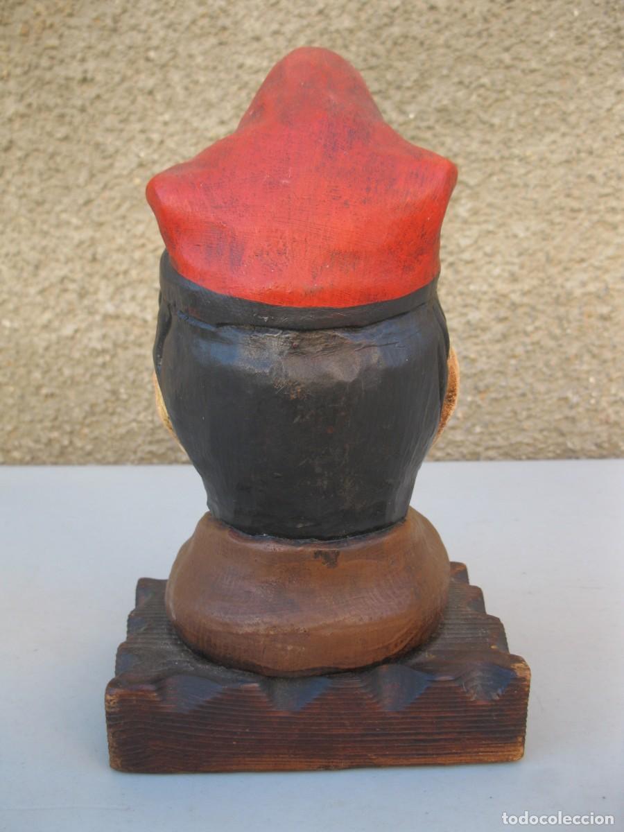 Arte: PAY&Eacute;S CON BARRETINA - BUSTO DE MADERA. - Foto 3