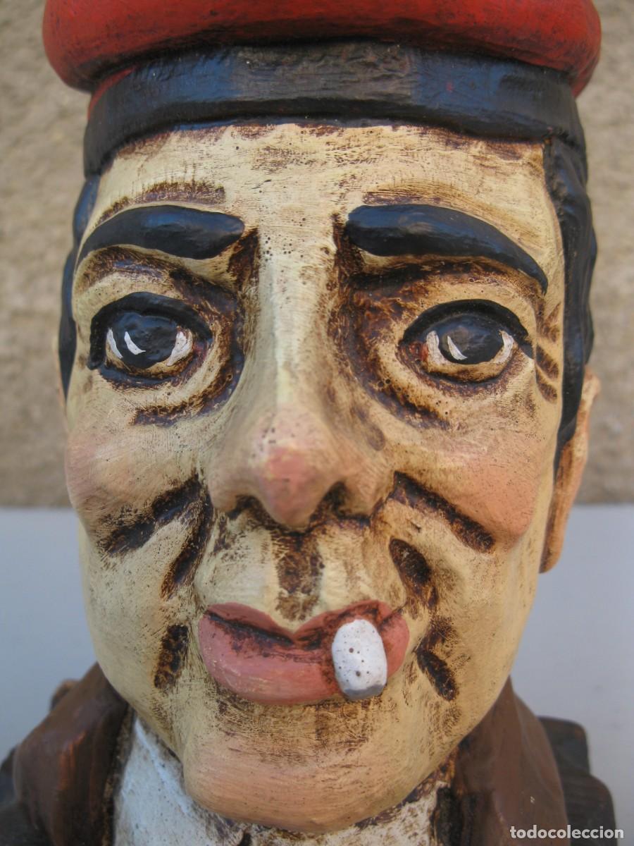 Arte: PAY&Eacute;S CON BARRETINA - BUSTO DE MADERA. - Foto 5