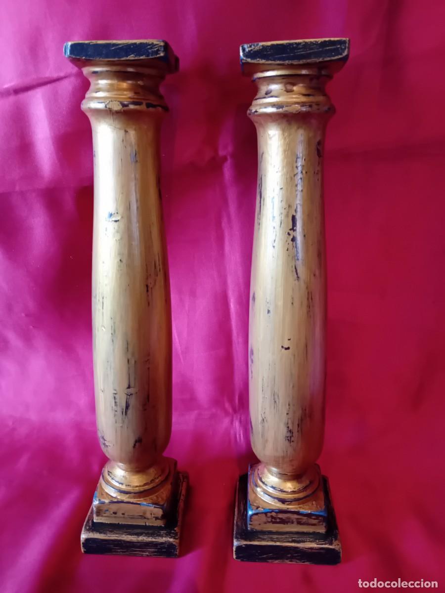 Arte: Pareja de columnas de madera doradas. - Foto 1