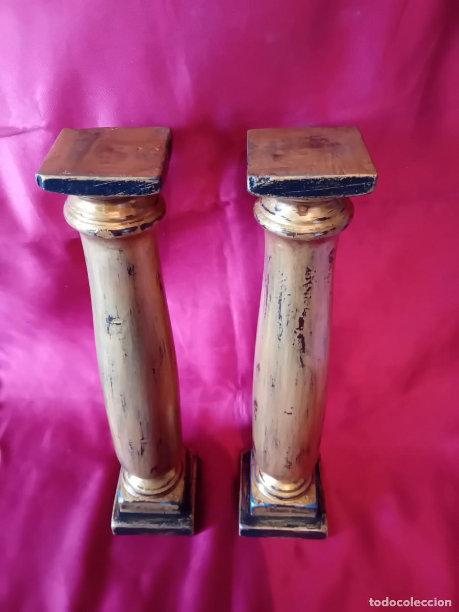 Arte: Pareja de columnas de madera doradas. - Foto 2