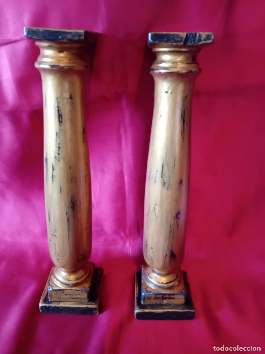 Arte: Pareja de columnas de madera doradas. - Foto 3