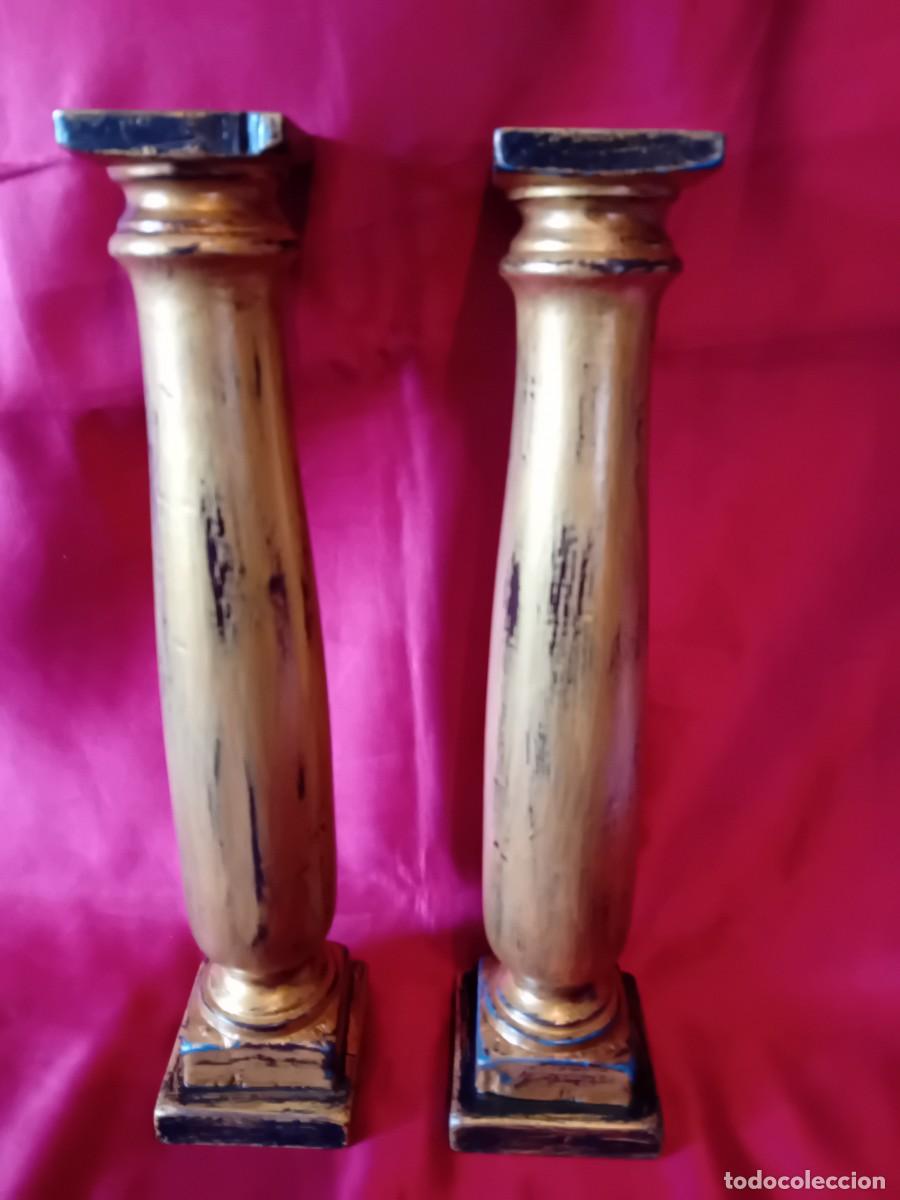 Arte: Pareja de columnas de madera doradas. - Foto 4