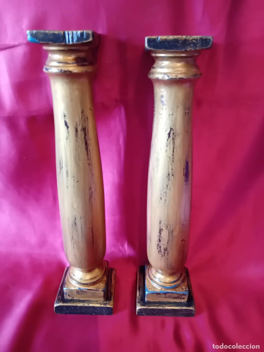 Arte: Pareja de columnas de madera doradas. - Foto 5