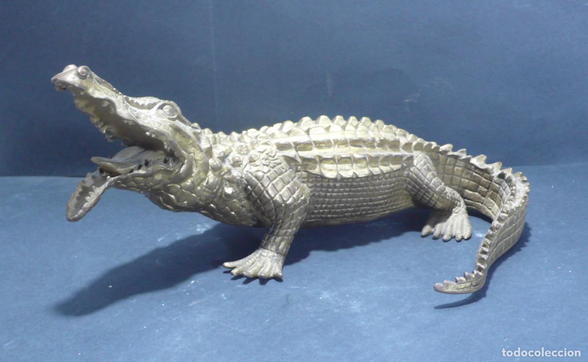 Arte: ESCULTURA COCODRILO EN BRONCE - Foto 1