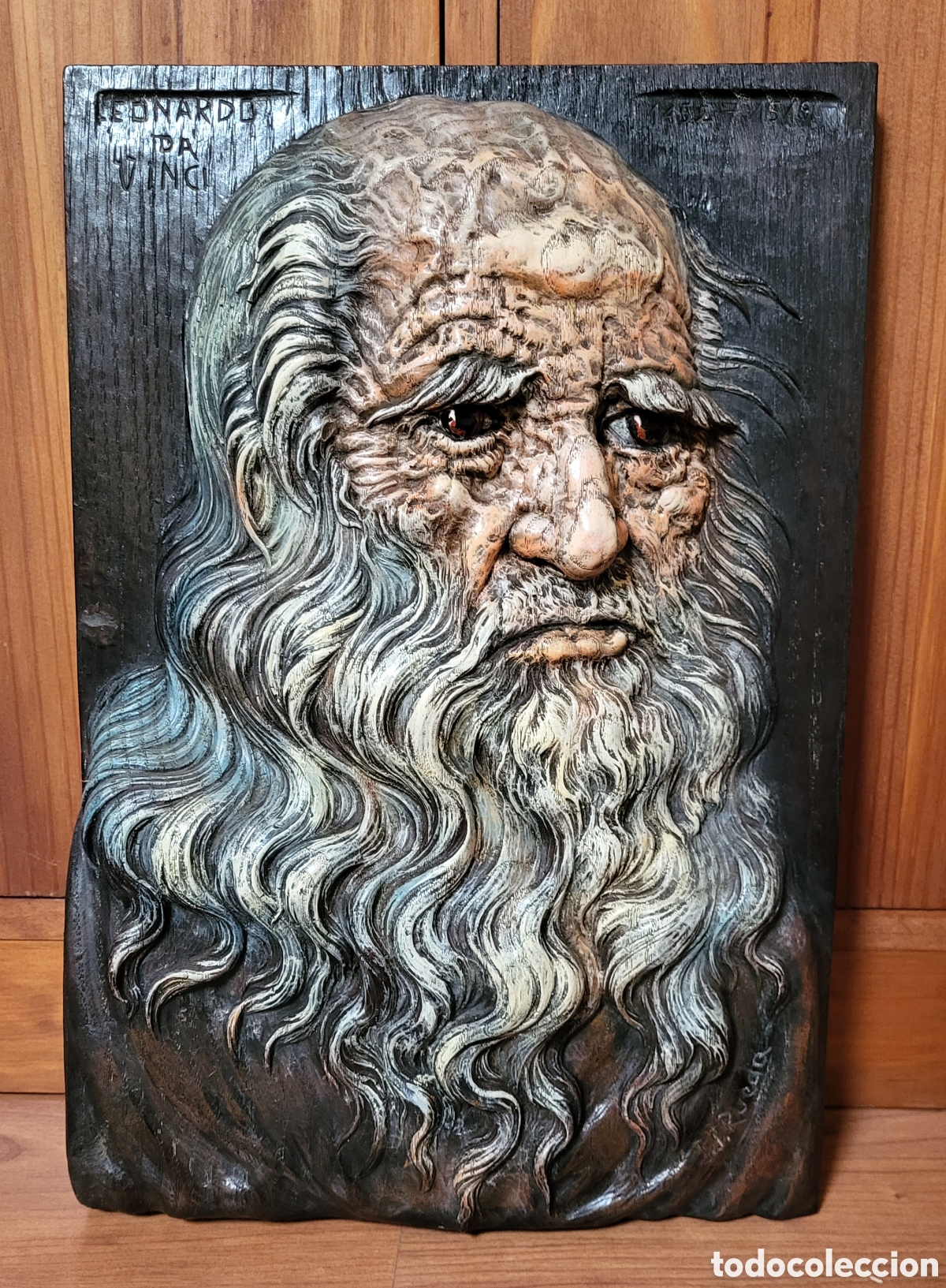 Arte: Talla en madera de Leonardo Da Vinci - Foto 1