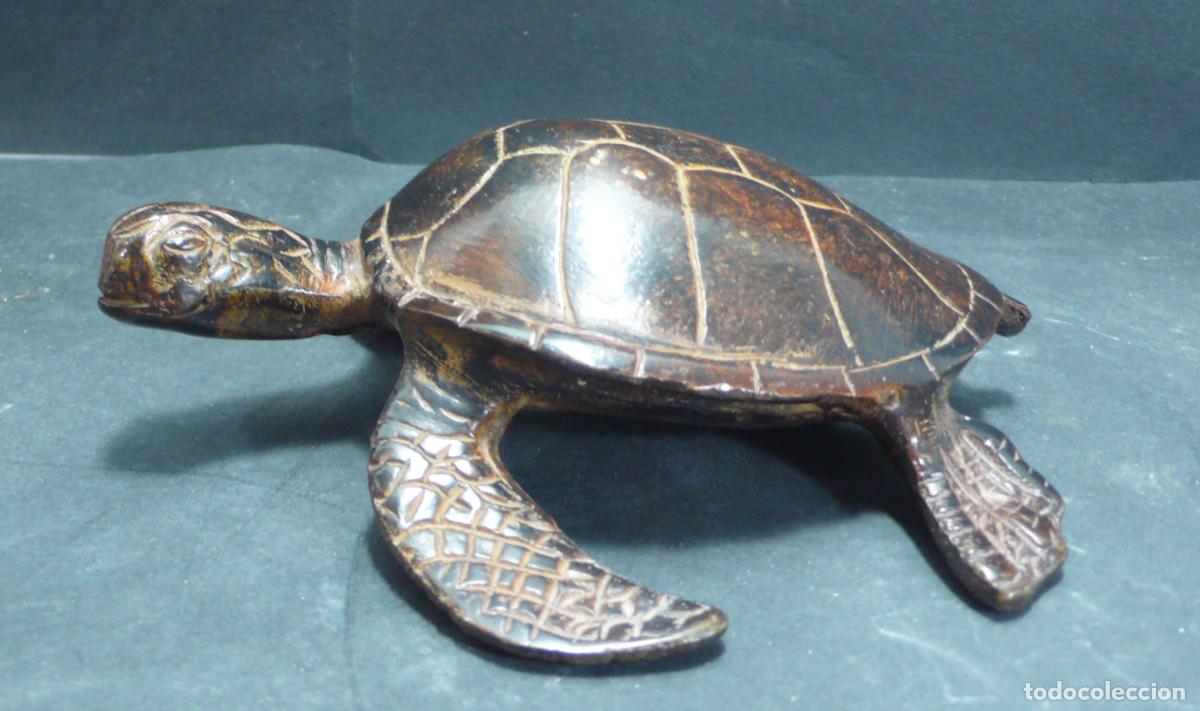 Arte: PEQUE&Ntilde;A TORTUGA EN BRONCE - Foto 1