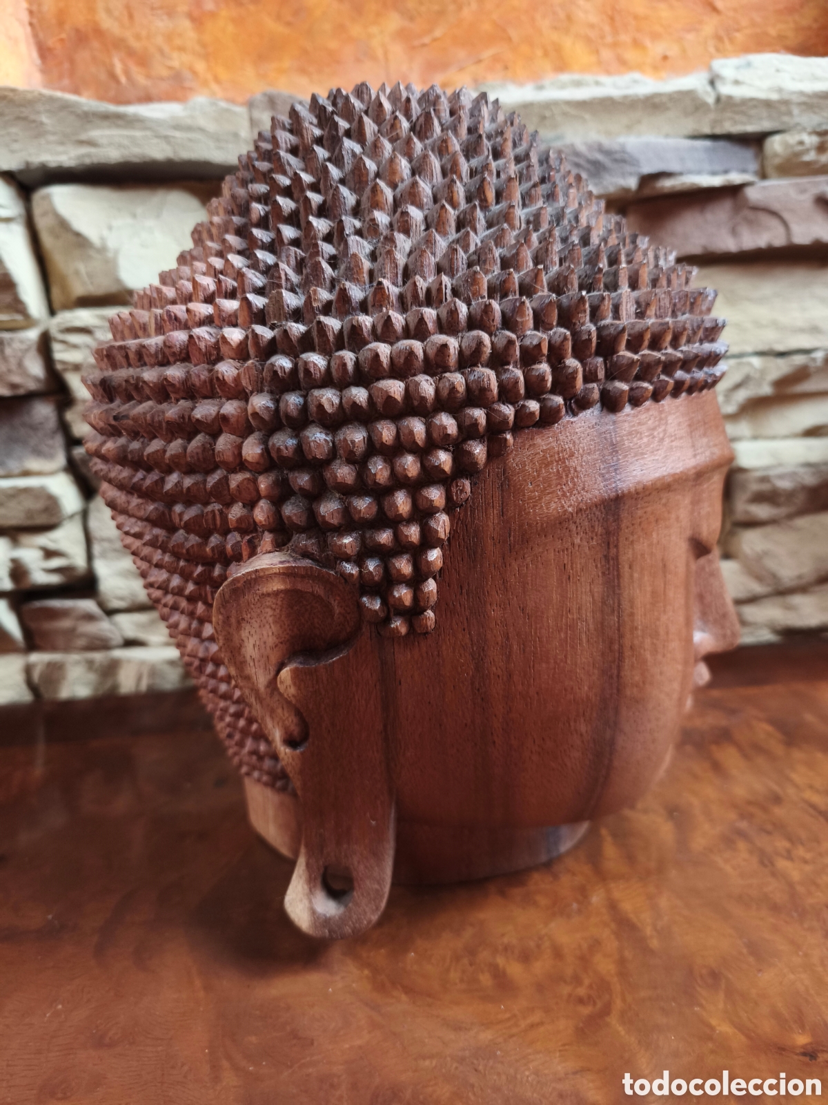 Arte: Cabeza Buda madera maciza - Foto 5