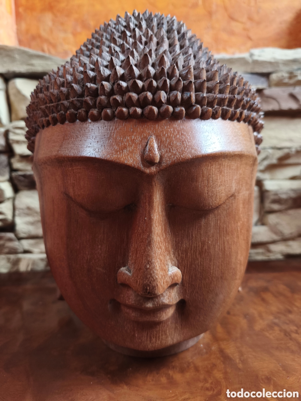 Arte: Cabeza Buda madera maciza - Foto 1