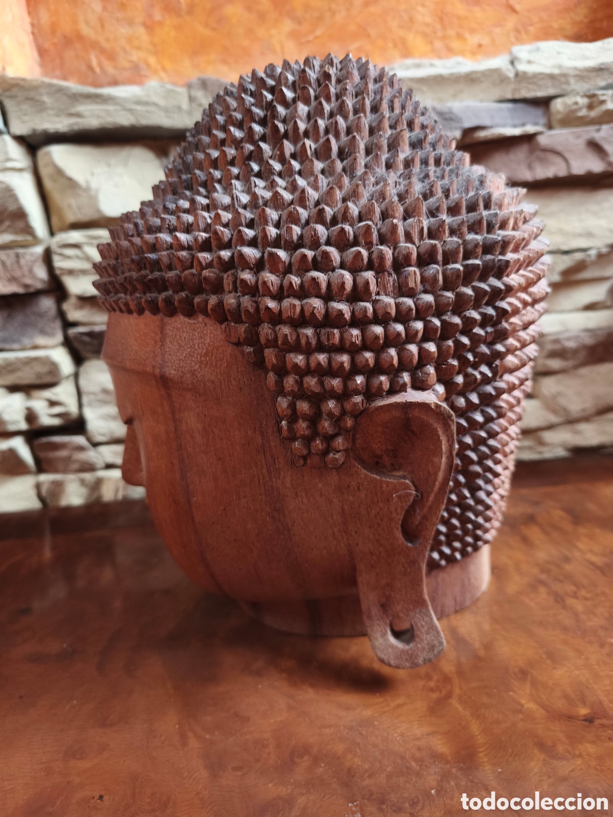 Arte: Cabeza Buda madera maciza - Foto 2