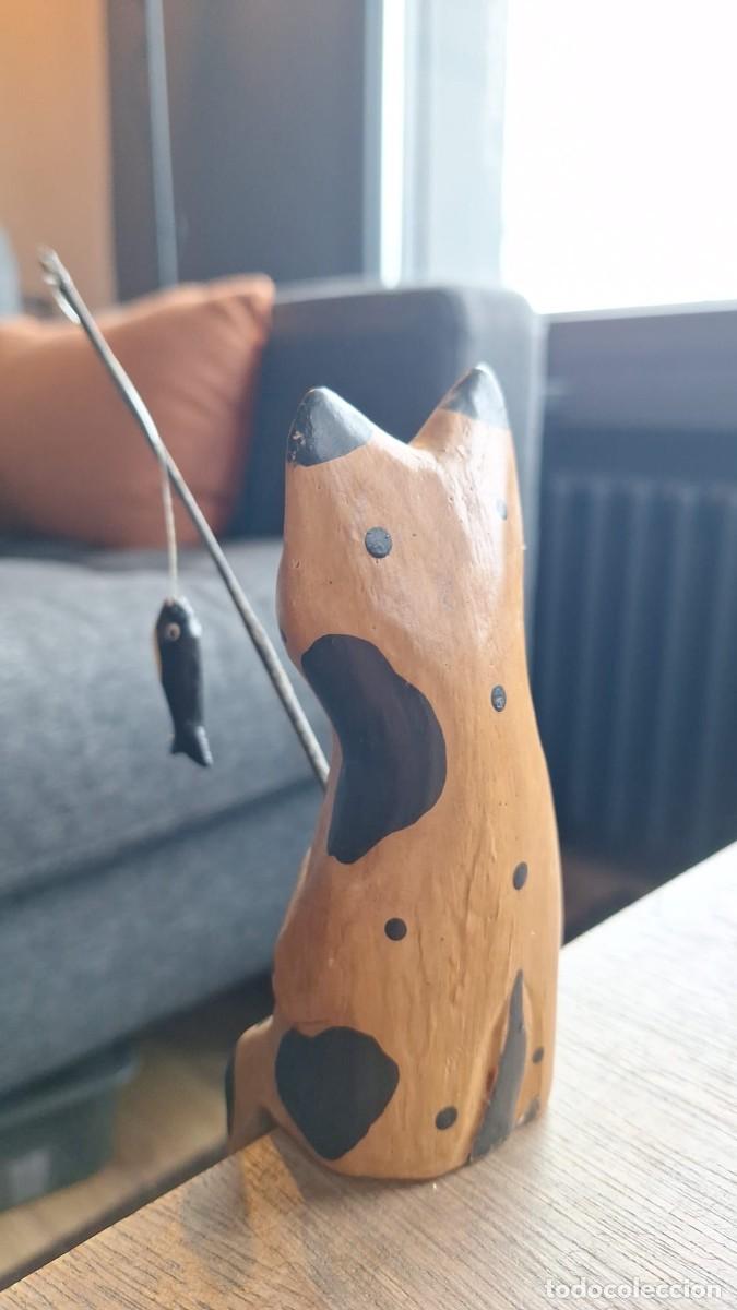 Arte: Gato de Madera Pescando - Foto 6