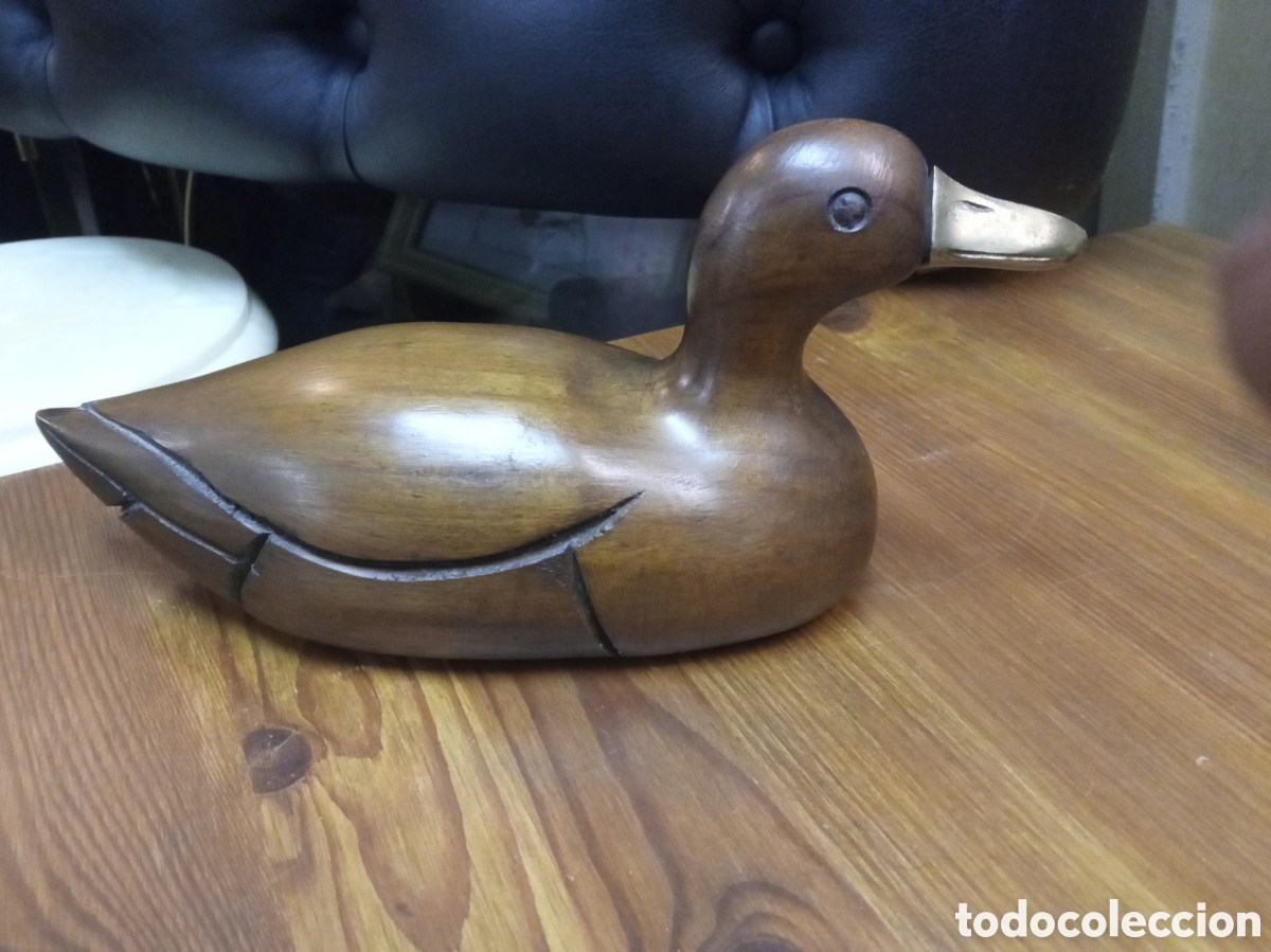 Arte: Pato de madera con pico de bronce de 24 cm de base - Foto 2