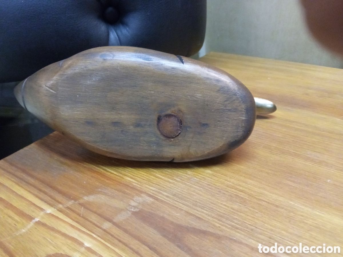 Arte: Pato de madera con pico de bronce de 24 cm de base - Foto 3