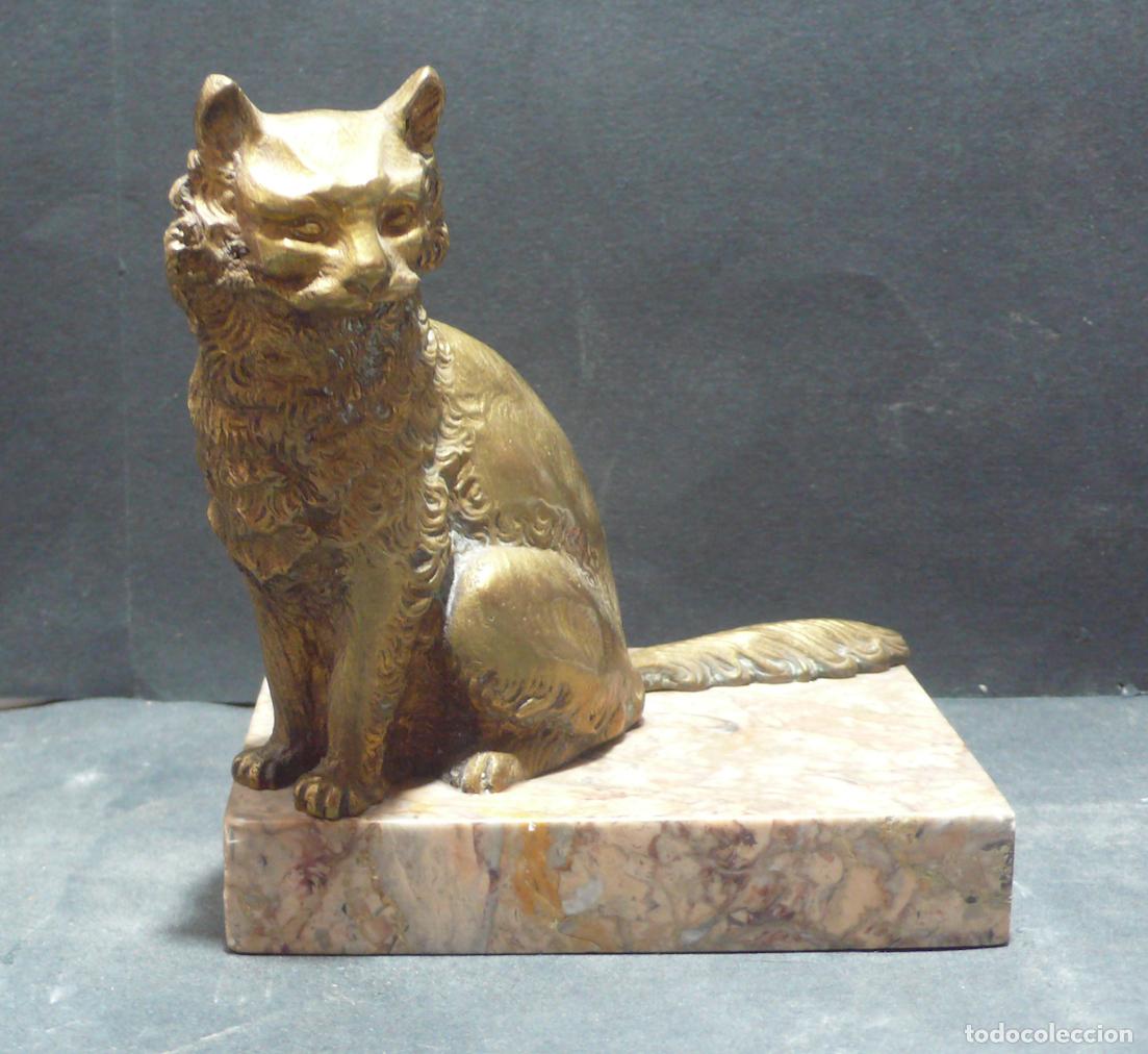 Arte: PEQUE&Ntilde;A GATO EN BRONCE - Foto 1