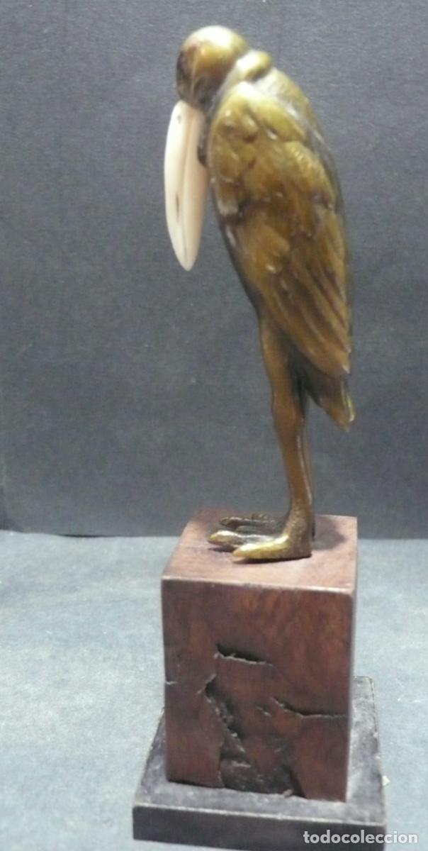 Arte: PEQUE&Ntilde;O MARABU EN BRONCE. - Foto 2
