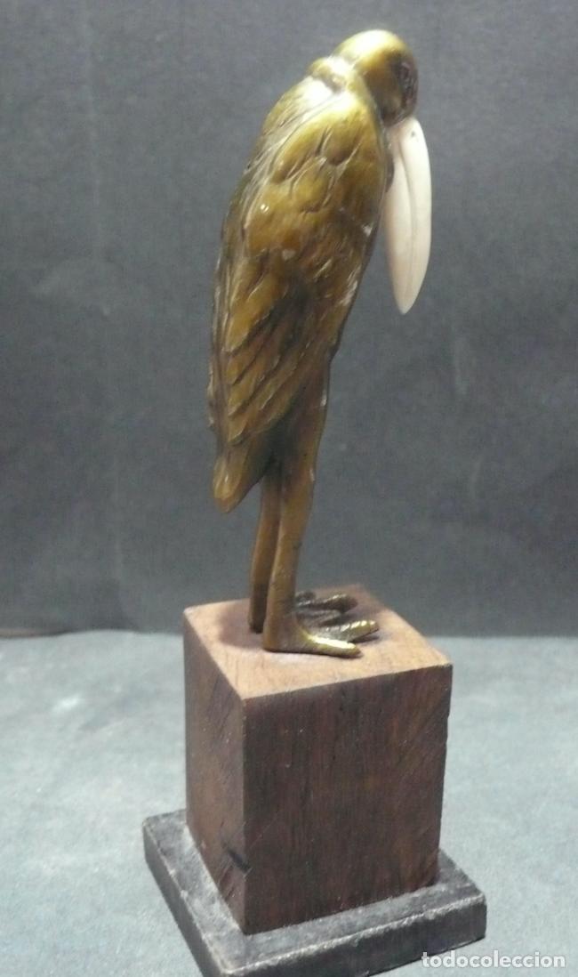 Arte: PEQUE&Ntilde;O MARABU EN BRONCE. - Foto 3