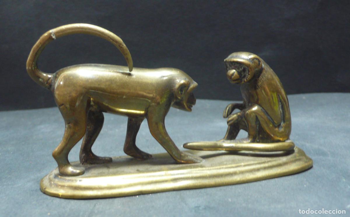 Arte: PEQUE&Ntilde;O BRONCE DE DOS MONOS - Foto 2