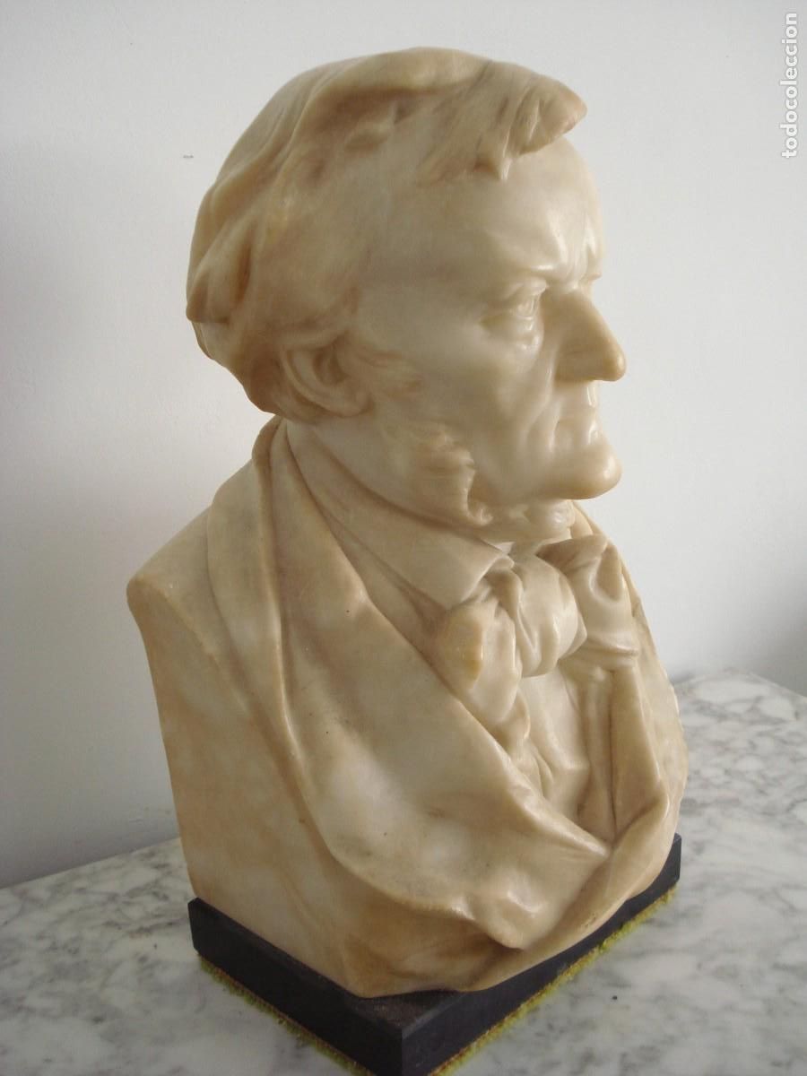 Arte: EXCEPCIONAL BUSTO DE RICHARD WAGNER EN ALABASTRO TALLADO (S. XIX) &ndash; MODELO ORIGINAL DE LORENZ GEDON