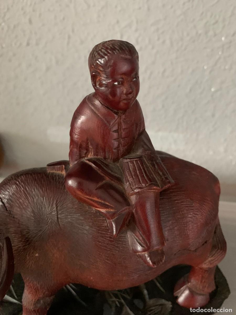Arte: buey tallado con ni&ntilde;o y base - Foto 4