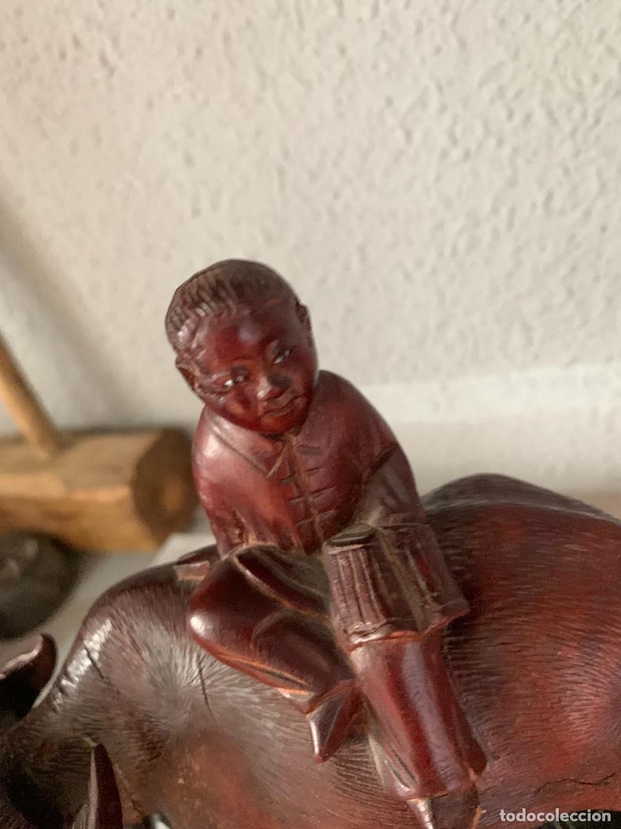 Arte: buey tallado con ni&ntilde;o y base - Foto 5
