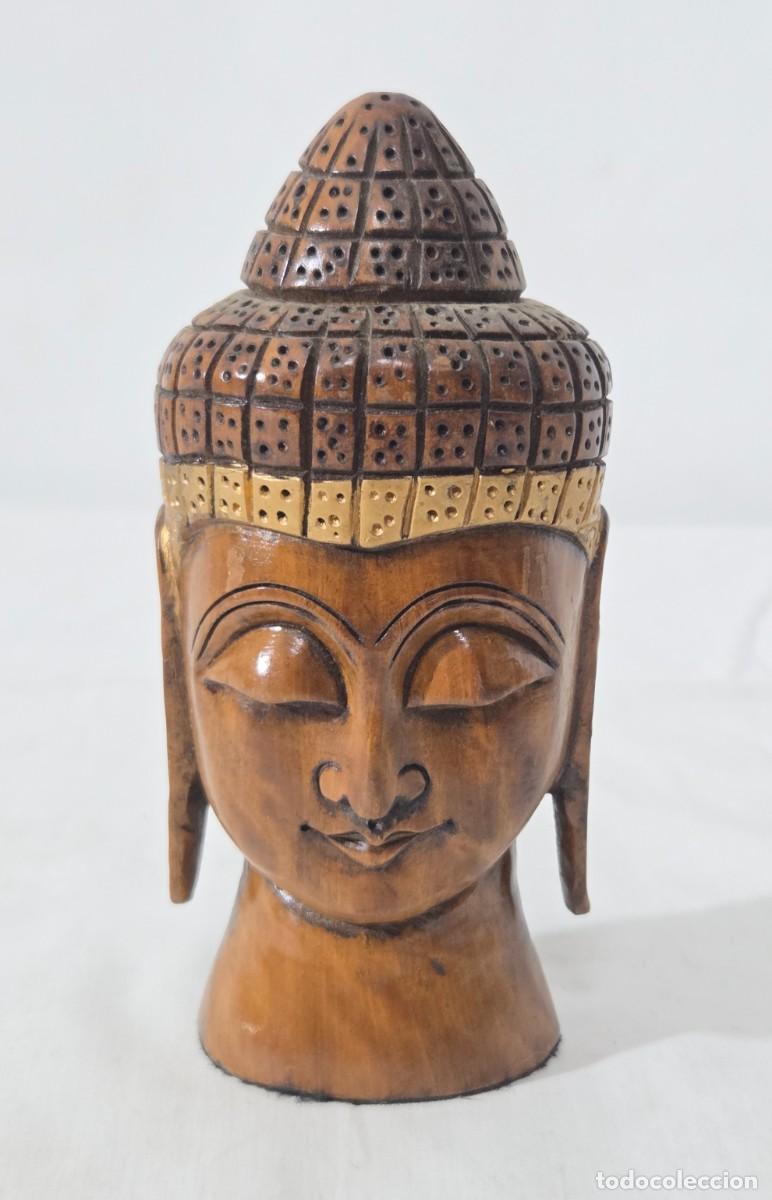 Arte: Cabeza o busto de Budha en madera - Foto 1
