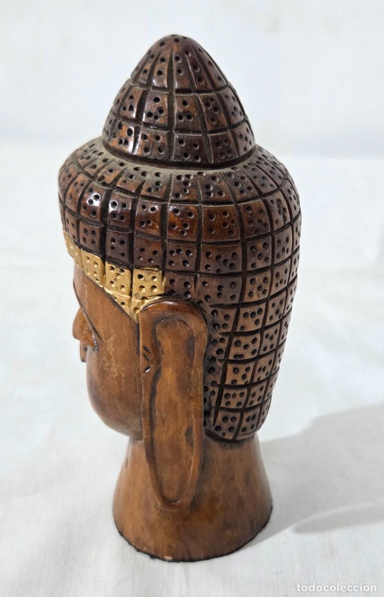 Arte: Cabeza o busto de Budha en madera - Foto 3