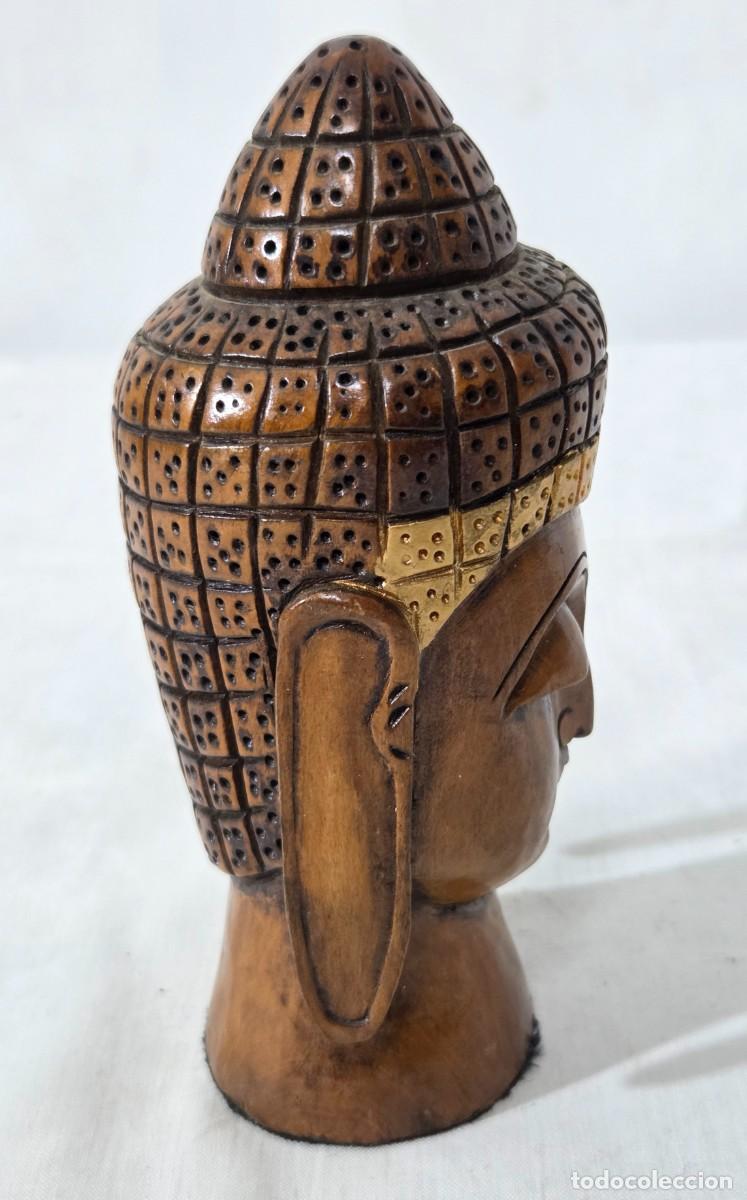 Arte: Cabeza o busto de Budha en madera - Foto 5