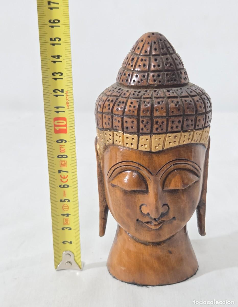 Arte: Cabeza o busto de Budha en madera - Foto 8