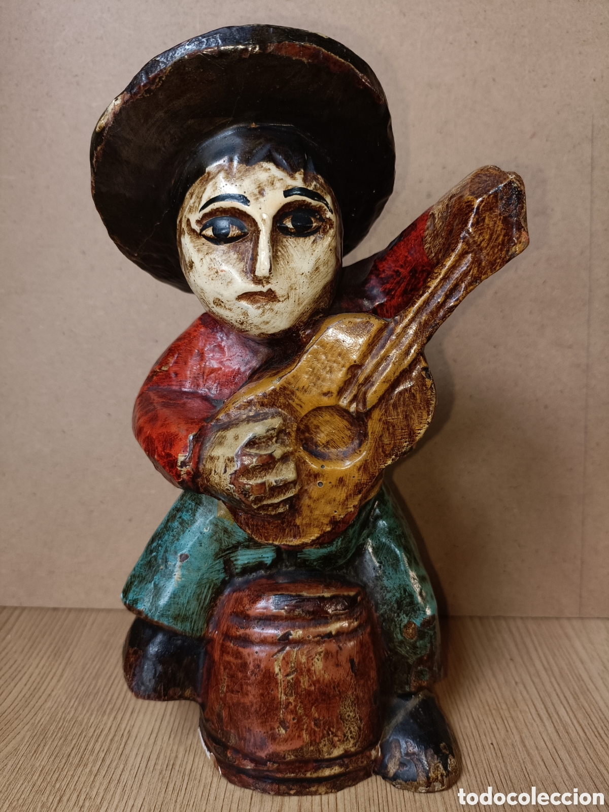 Arte: Figura madera policromada guitarrista gitano - Foto 1