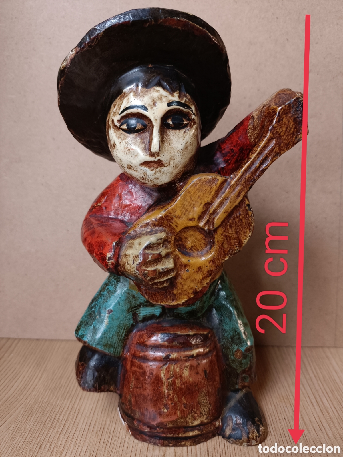Arte: Figura madera policromada guitarrista gitano - Foto 2