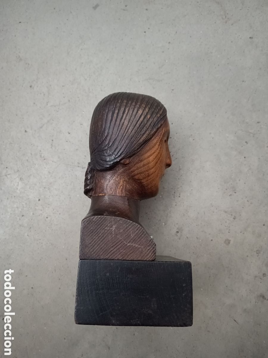 Arte: BUSTO DE MUJER TALLADA EN MADERA - Foto 2