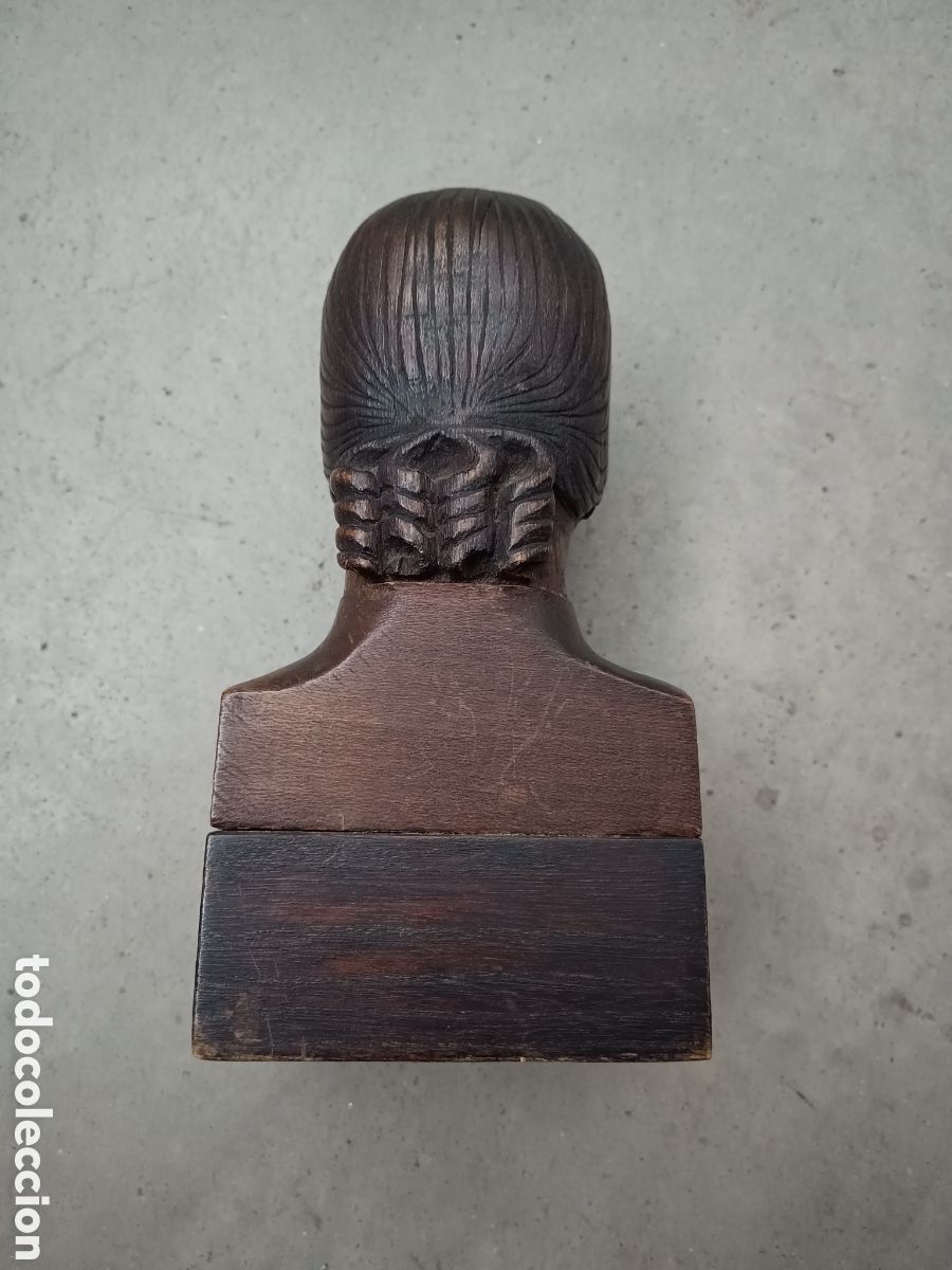 Arte: BUSTO DE MUJER TALLADA EN MADERA - Foto 3