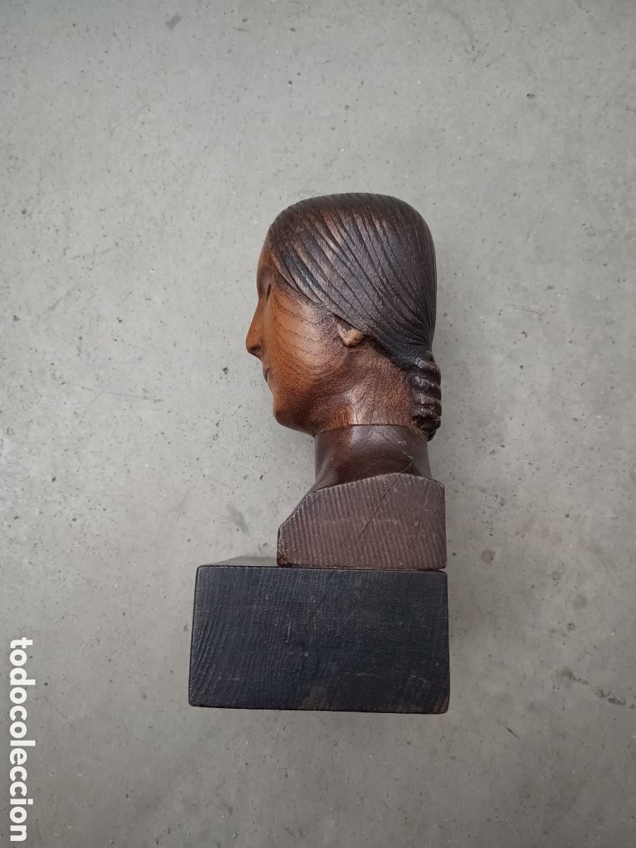 Arte: BUSTO DE MUJER TALLADA EN MADERA - Foto 4