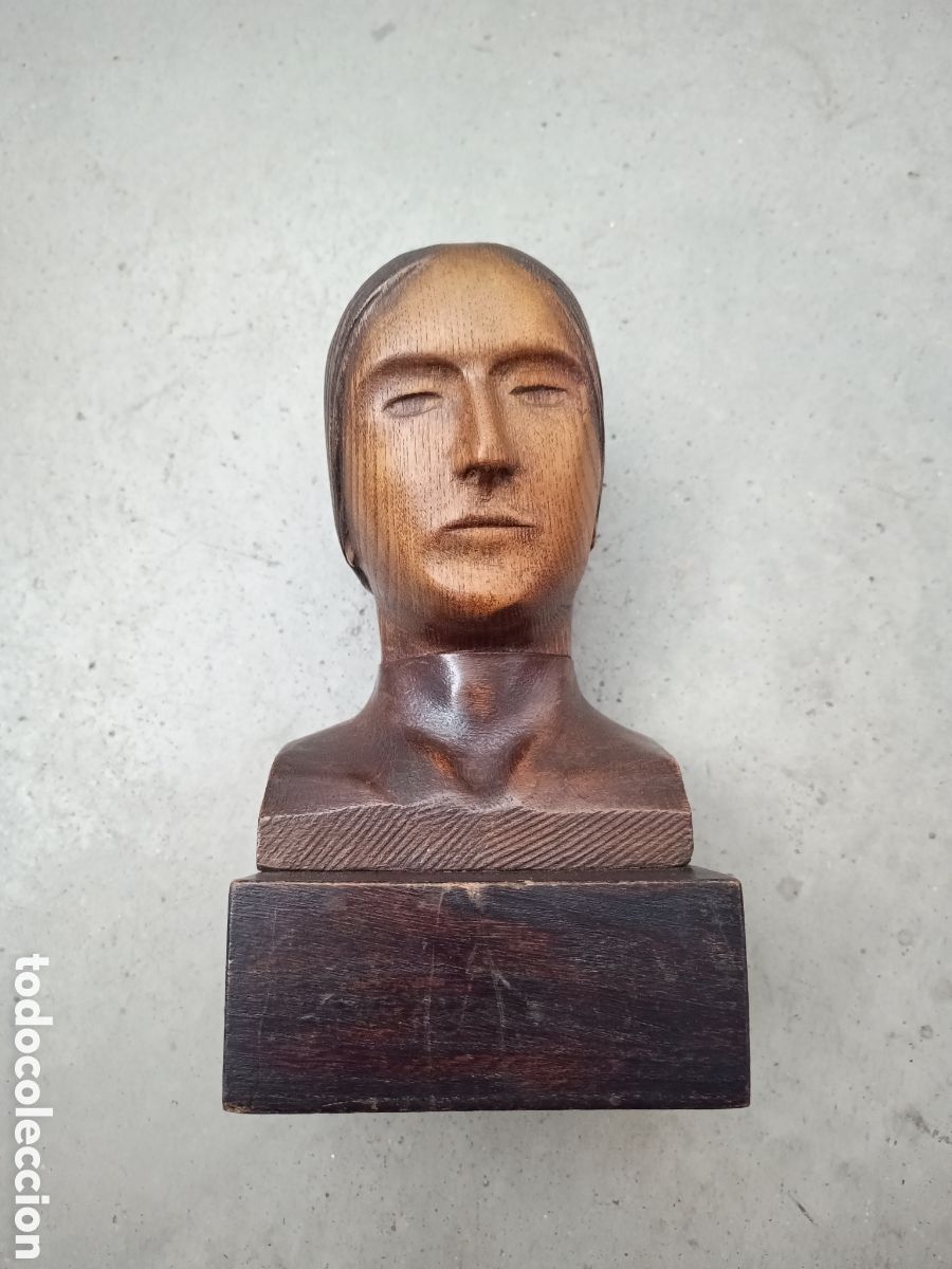 Arte: BUSTO DE MUJER TALLADA EN MADERA - Foto 1