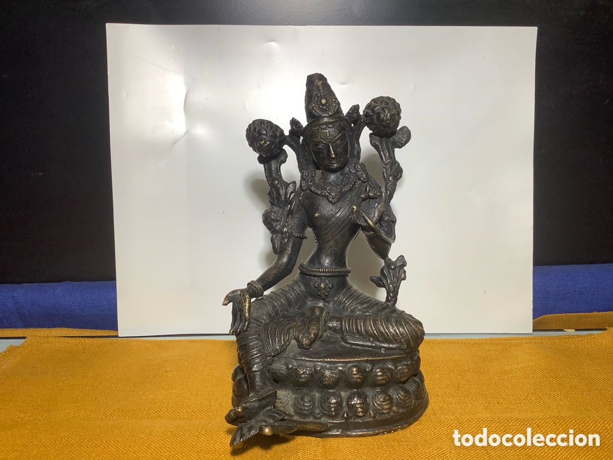 Arte: Figura budista en bronce. - Foto 1