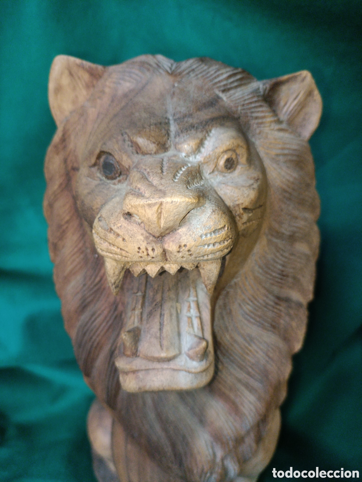 Arte: Le&oacute;n madera teka, hecho en Bali - Foto 1