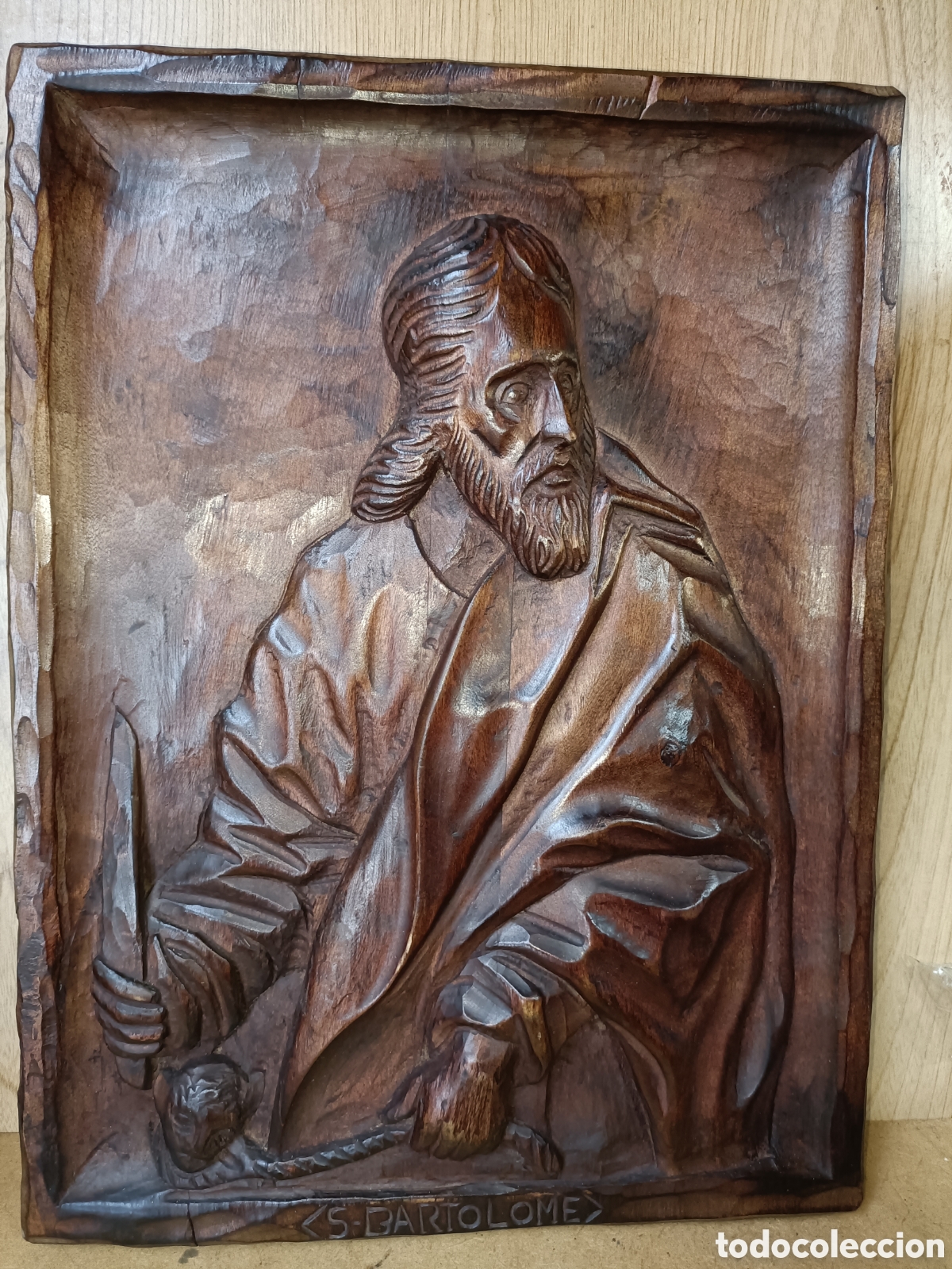 Arte: San Bartolom&eacute;, madera tallada. - Foto 7