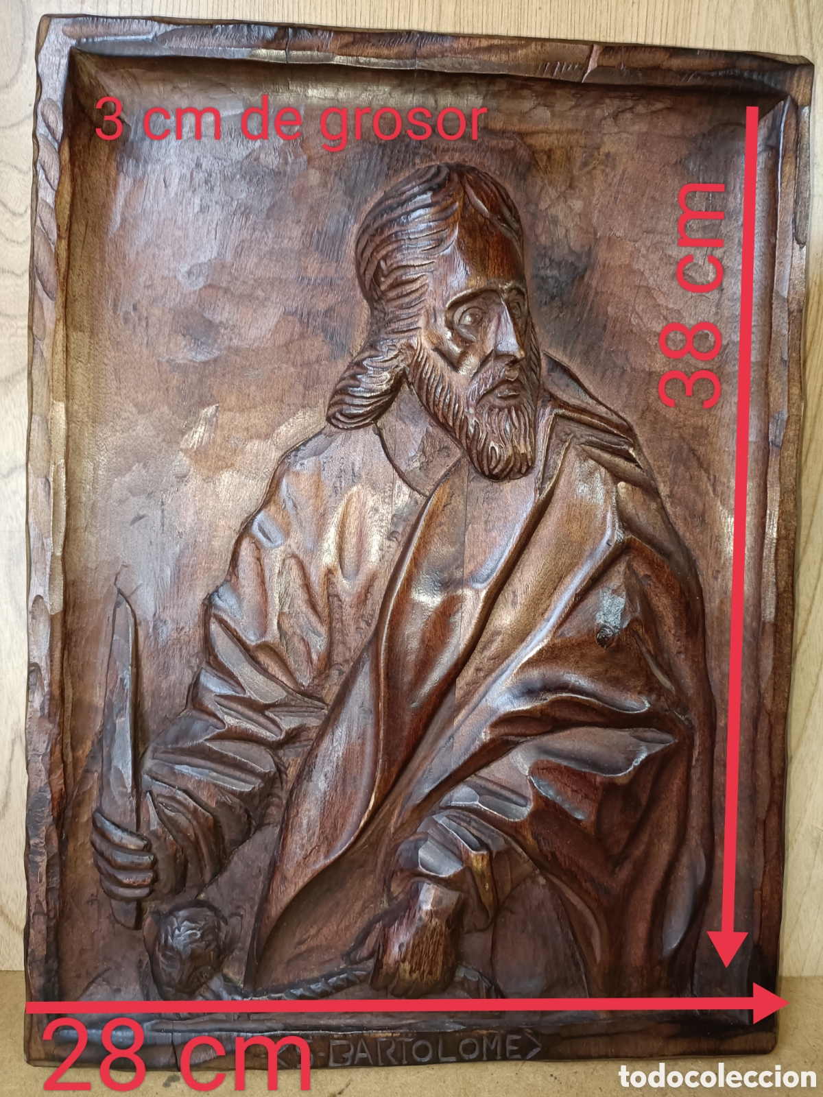 Arte: San Bartolom&eacute;, madera tallada. - Foto 3