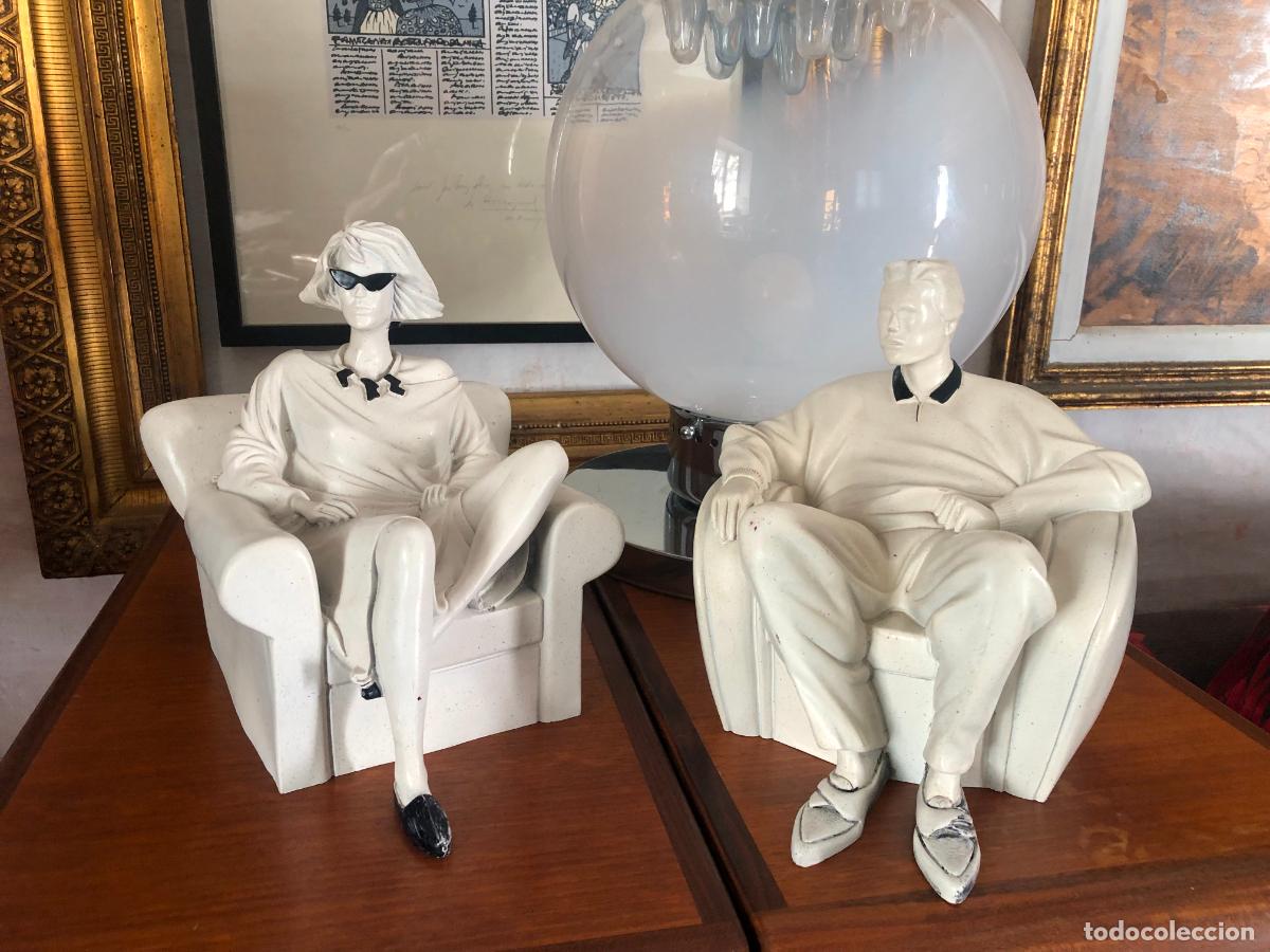 Arte: Pareja de gran figuras L'Aquilone &middot; A&ntilde;os 80 &middot; Italia &middot; peso 4,5 y 3,5 Kg