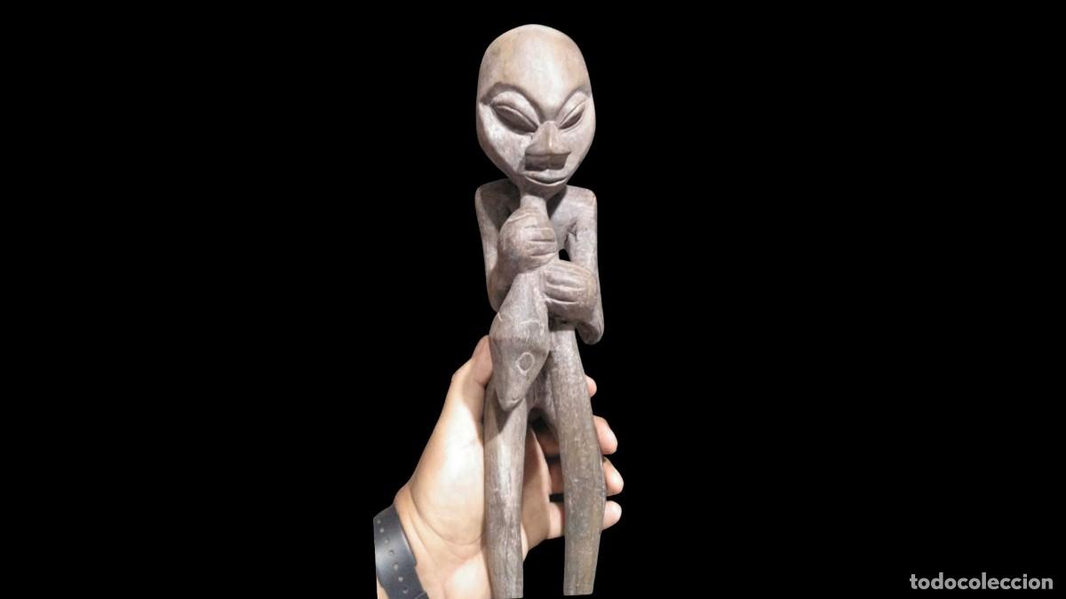 Arte: ❤️ Escultura Antigua de Java - Figura de Poder Tallada a Mano en Madera Serpiente - Pieza Rara - Foto 3